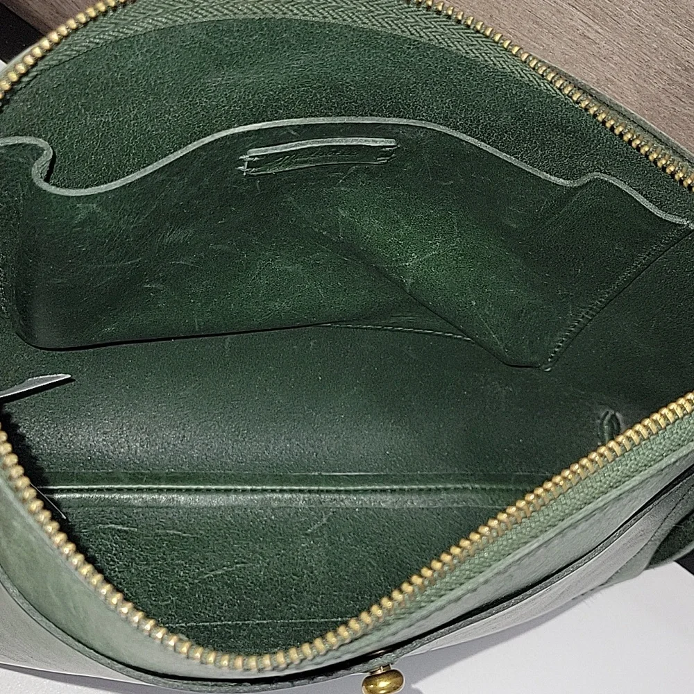 Madewell Dark Green Leather Crossbody Shoulder Bag - Picture 13 of 14